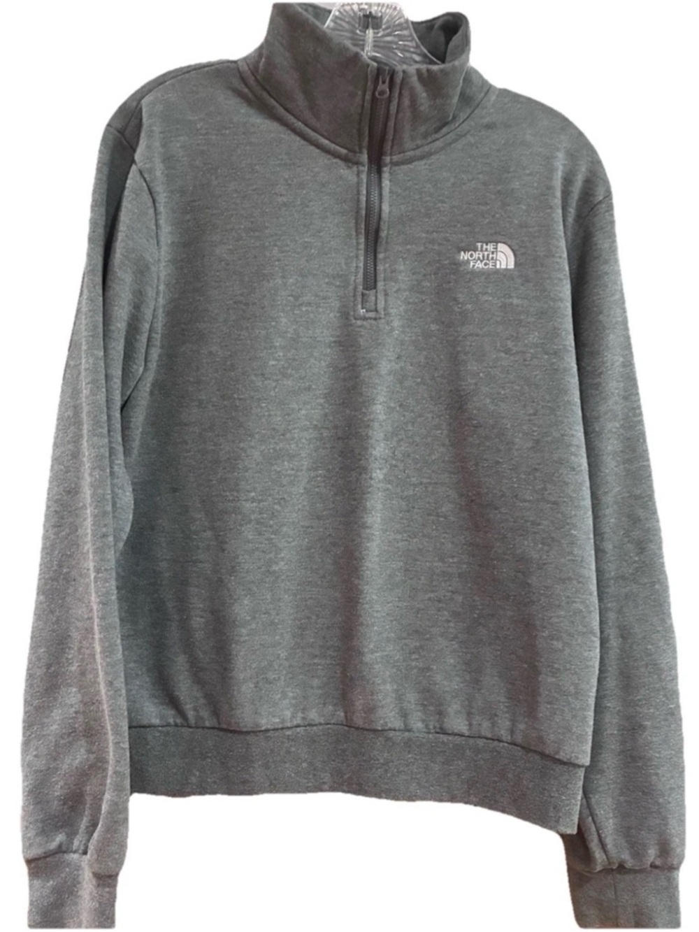 The North Face Men's Gray Quarter-Zip Pullover Sweater, Size S